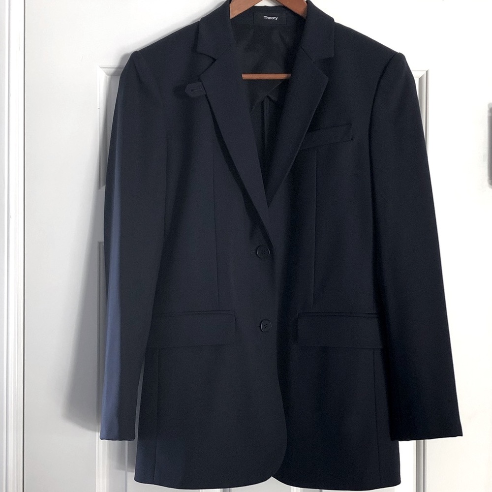 Theory navy wool blazer size 0